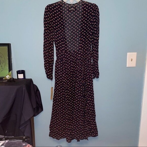 Reformation Wrap Dress Black and Ditzy Floral Print size XS - Picture 10 of 11